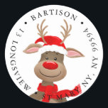 Adesivo sandeer christmas company Classic Round Sticker<br><div class="desc">Stickers feitos à mão ideais para adicionar ao seu pacote comercial ou envelopes de correio projetados pela Arty Apple Limited</div>