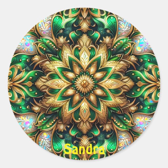 Adesivo SANDRA ~ SHINY Green e Dourado Natal ~ (Frente)