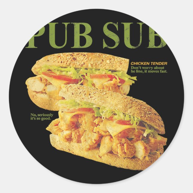 Adesivo Sanduíche Engraçado de Frango Pub Sub (Frente)