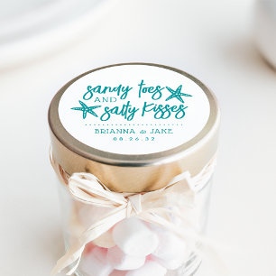 Adesivo Sandy Toes, Salty Kisses Destino Favor de Casament