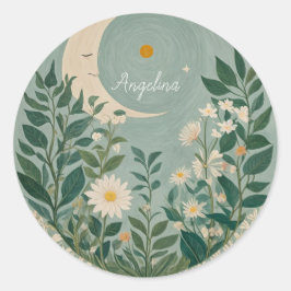 Adesivo Sangue Lua: Pastel Floral e Lua Crescente