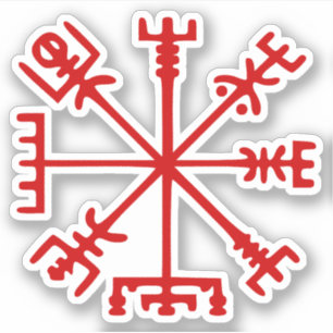 Adesivo Sangue Vegvísir vermelho (compasso de Viking)