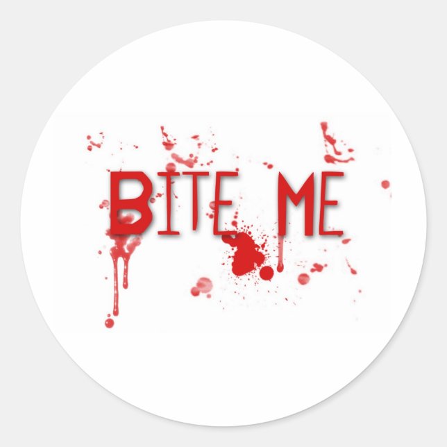 Adesivo Sangue Verdadeiro "Me Morda" (Frente)