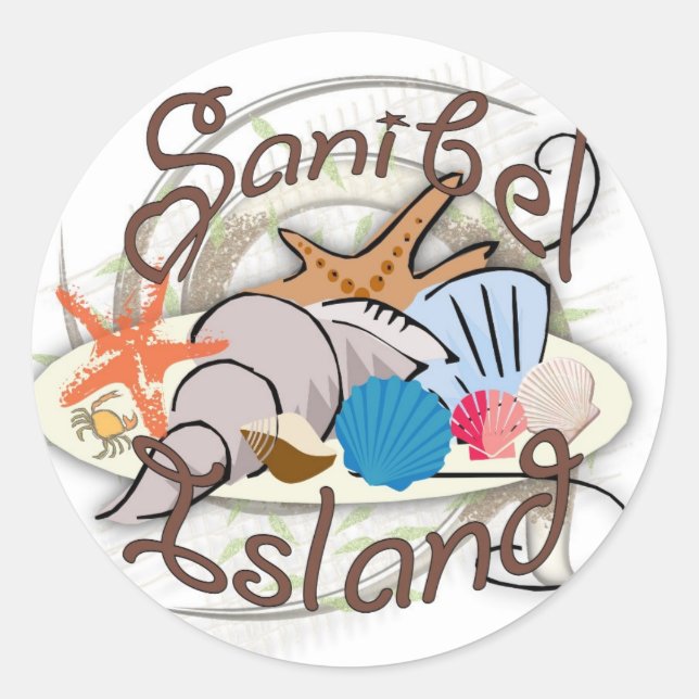 Adesivo Sanibel Island Florida seashell design (Frente)