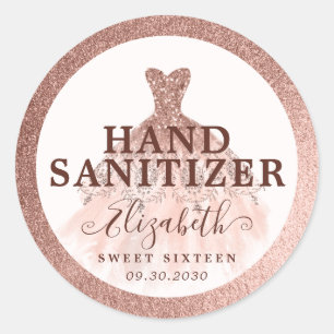Adesivo Sanitizador de Aniversário de rosa Dourado Glitte