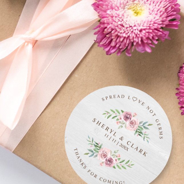 Adesivo Sanitizer De Casamento Floral De Madeira Branca Pe (Criador carregado)