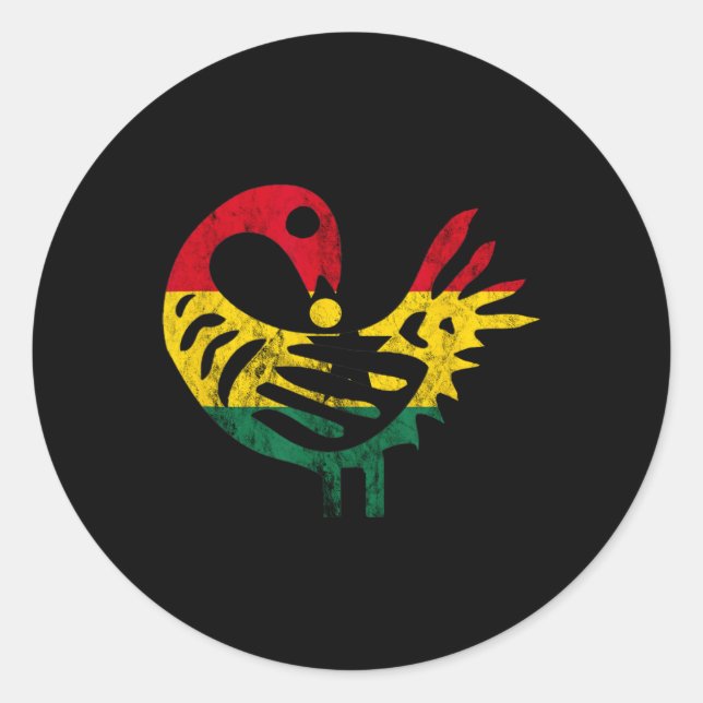 Adesivo Sankofa African Bird Ghanese Flag Orgulho 19 de ju (Frente)