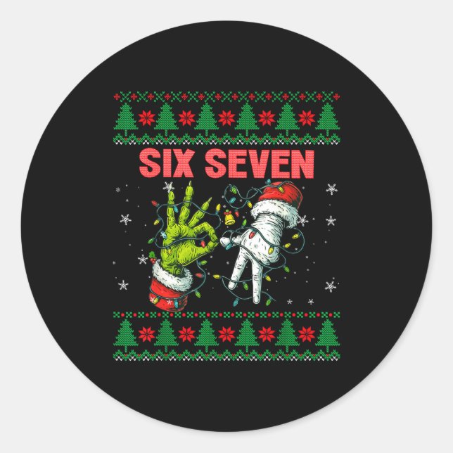 Adesivo Santa 67 Christmas Ugly Sweater Fingers Six Seven  (Frente)