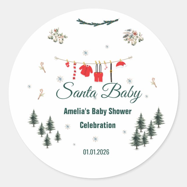 Adesivo Santa Baby Christmas Theme Baby Shower  (Frente)