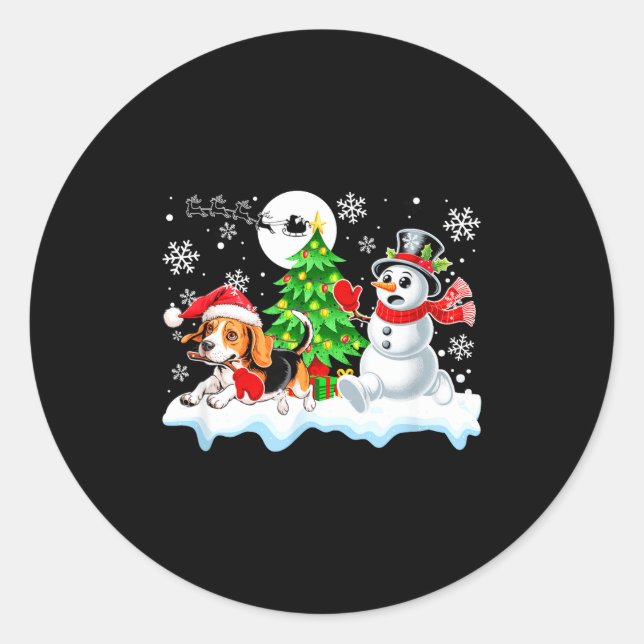 Adesivo Santa Beagle Snowman Running Friends Christmas Own (Frente)