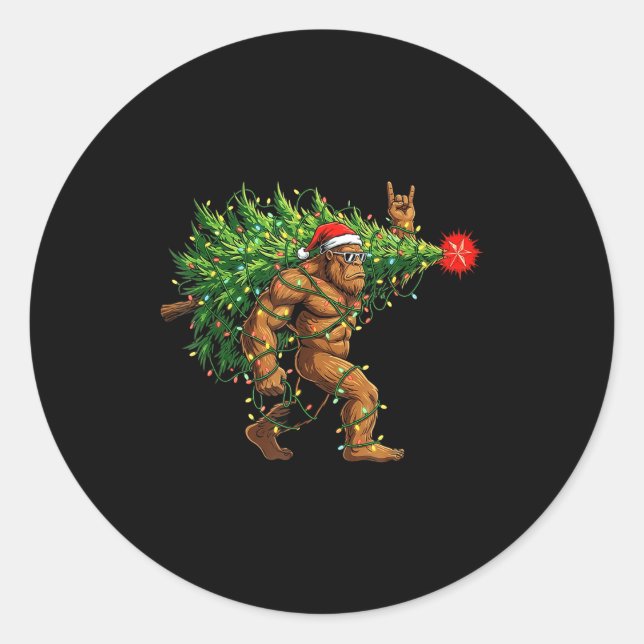 Adesivo Santa Bigfoot Christmas Tree Xmas Lights Funny Sas (Frente)