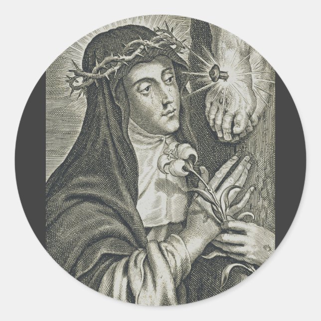 Adesivo Santa Catarina de Siena Crucificação Arte Noir Fé (Frente)