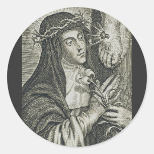 Adesivo Santa Catarina de Siena Crucificação Arte Noir Fé