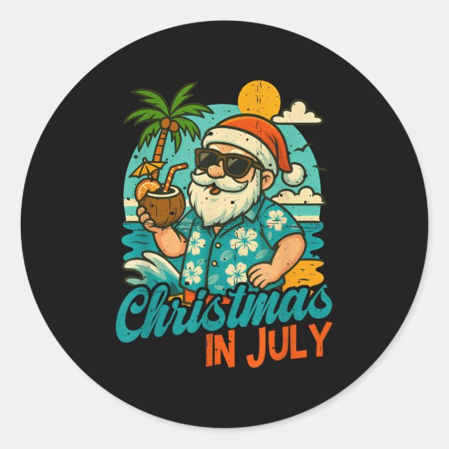 Adesivo Santa Christmas In July Palm Tree Xmas Summer Beac (Frente)