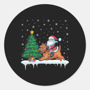 Adesivo Santa Claus Andando Cairn Terrier Dog Boys Girls C