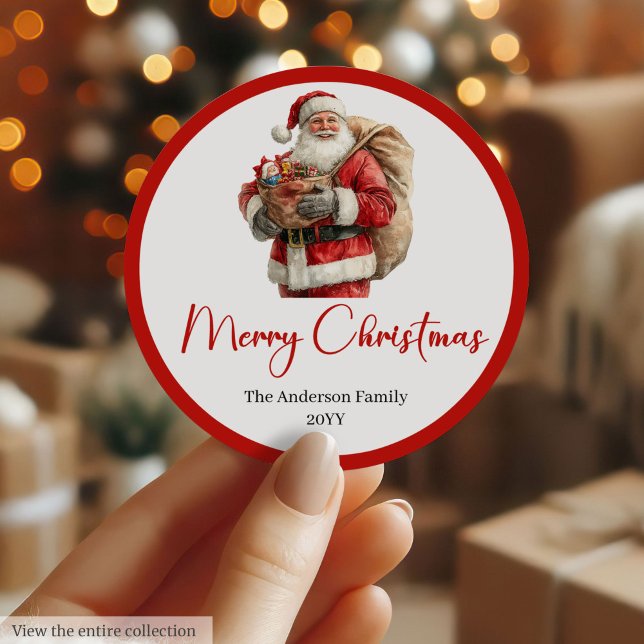 Adesivo Santa Claus Christmas Gift Label Sticker Template (Santa Claus Christmas Gift Label Sticker Template)