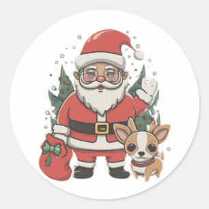 Adesivo santa claus e chihuahua