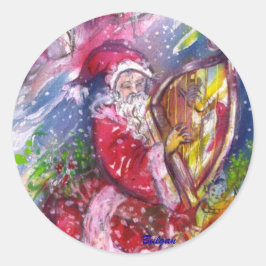 ADESIVO SANTA CLAUS JOGANDO HARP À LUZ DA LUZ