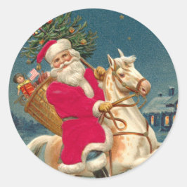 Adesivo Santa Claus on a wooden horse