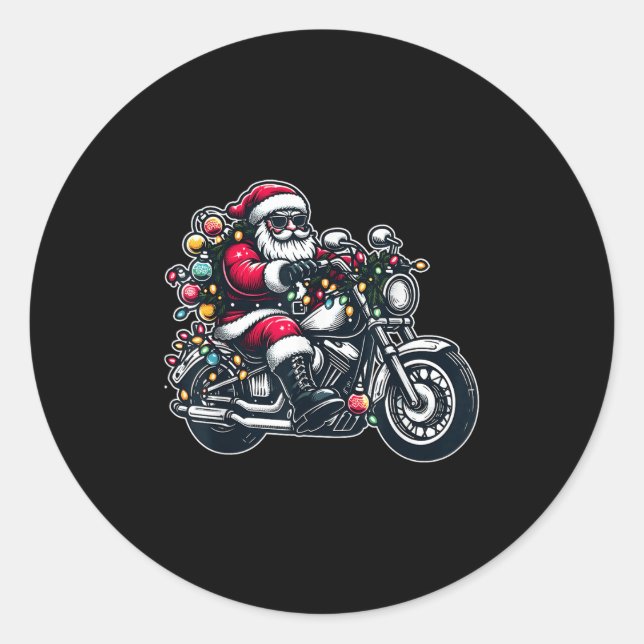 Adesivo Santa Claus On Motorcycle Funny Biker Christmas Xm (Frente)