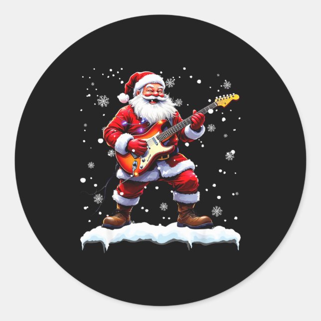 Adesivo Santa Claus Playing B Guitar Christmas Xmas Music  (Frente)