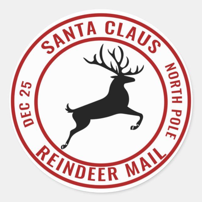 Adesivo Santa Claus Reindeer Mail Polo Norte (Frente)