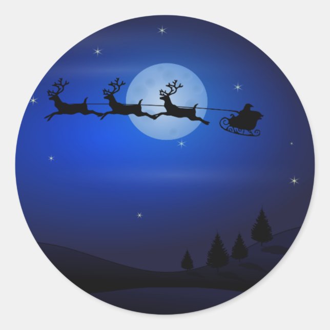 Adesivo Santa Claus Reindeers Moon Claus Papais noeis Silh (Frente)