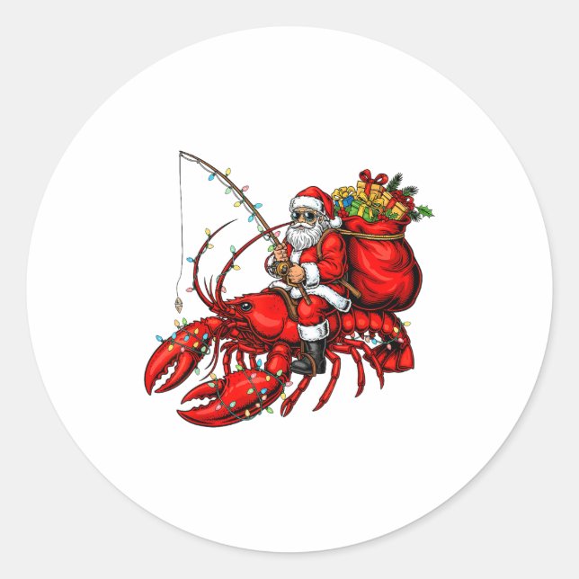 Adesivo Santa Claus Riding Lobster Lights Christmas Fishin (Frente)