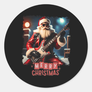 Adesivo Santa Claus Rock Guitar Feliz Natal