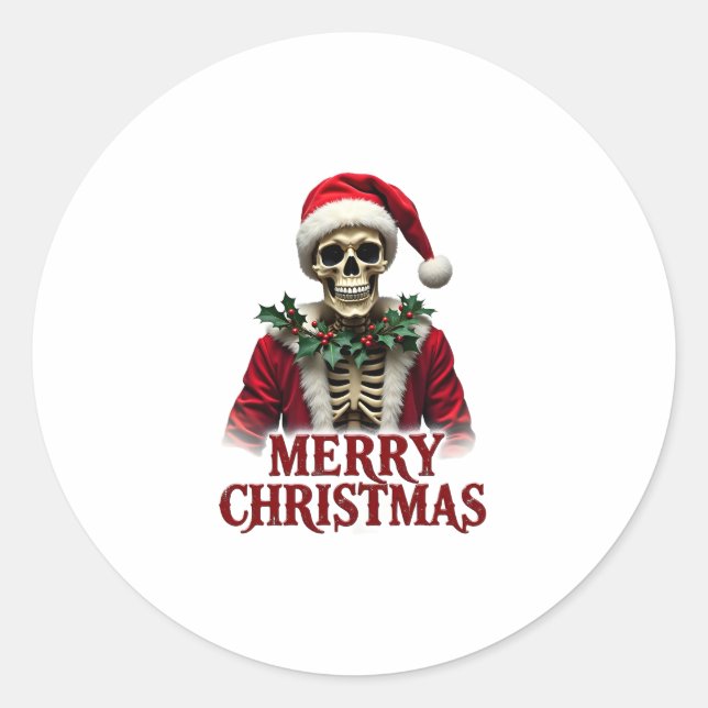 Adesivo Santa Claus Skeleton Outfit Skull Funny Christmas  (Frente)