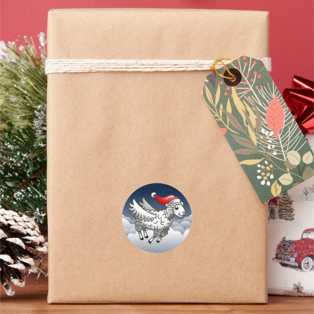 Adesivo Santa Claus Voando ovelha de Natal (Feriado)