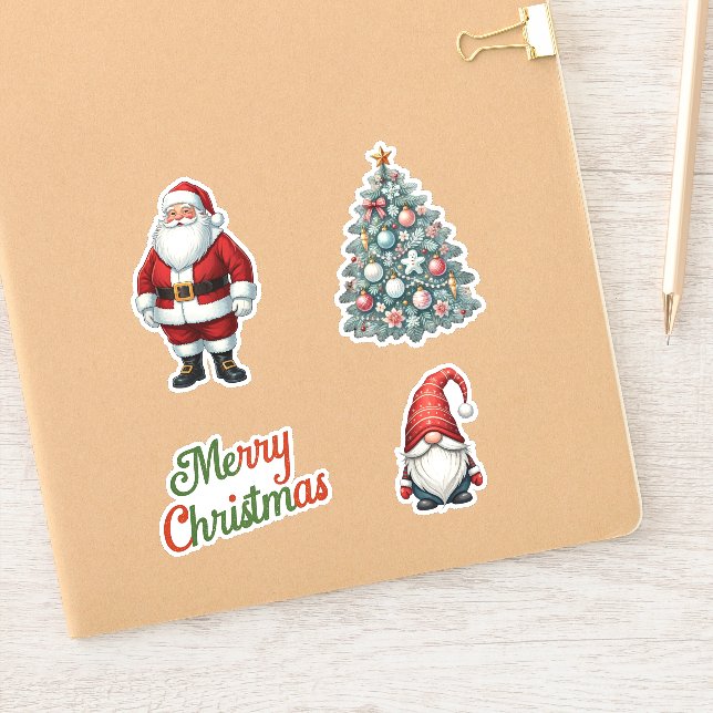Adesivo Santa Clause | Árvore de Natal | Conjunto Gnomo (Notebook)