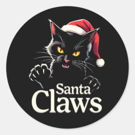 Adesivo Santa Claws – Design de Natal de Gato Preto Engraç