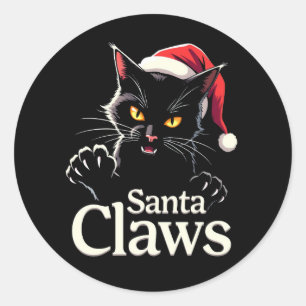 Adesivo Santa Claws – Design de Natal de Gato Preto Engraç