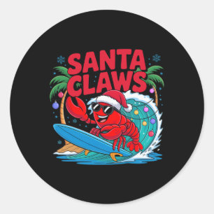 Adesivo Santa Claws Lagosta Divertida de Natal Com Palmeir