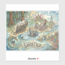 Santa Cruz Califórnia Mapa Ilustrado Mítico