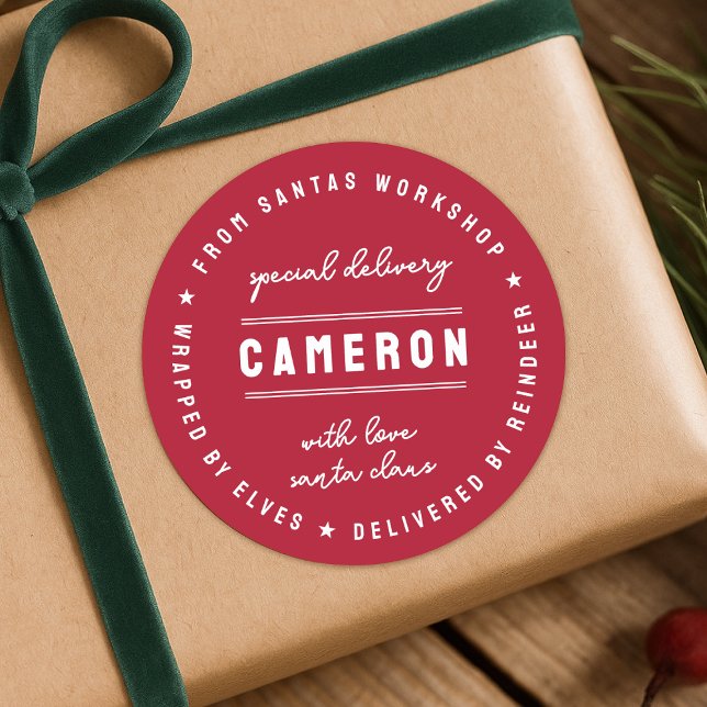 Adesivo Santa Delivery Sticker | Christmas Gift Seal Label (Santa special delivery gift sticker seal - wrapped by elves, delivered by reindeer!)