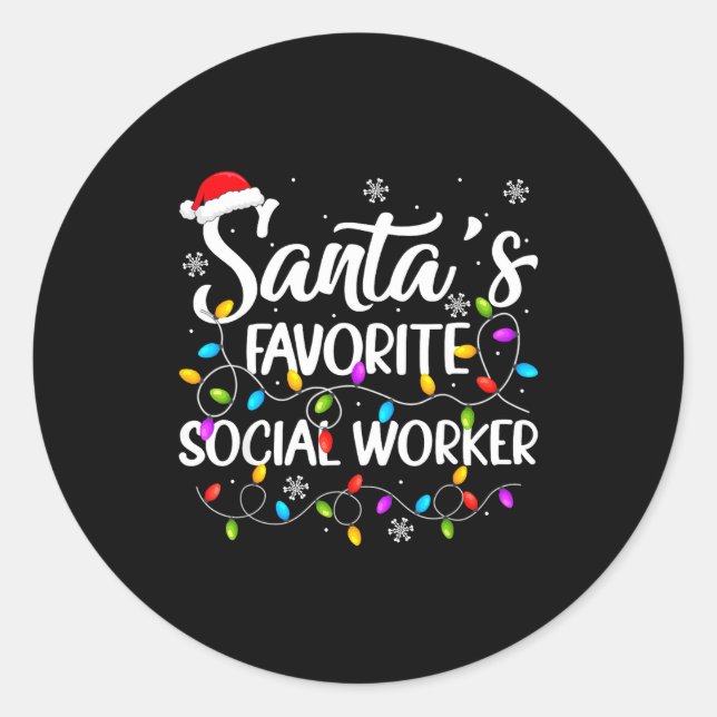 Adesivo Santa Favorite Social Worker Christmas Lights Fami (Frente)