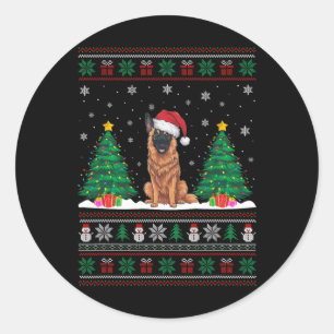 Adesivo Santa Hat Belga Malinois Dog Xmas Lights Ug