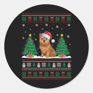 Adesivo Santa Hat Bruxelas Griffon Dog Xmas Tree Lights Ug