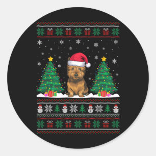 Adesivo Santa Hat Cairn Terrier Dog Xmas Tree Luzes Feias