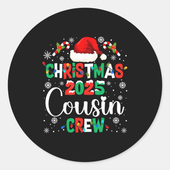 Adesivo Santa Hat Christmas 2025 Cousin Crew Xmas Matching (Frente)
