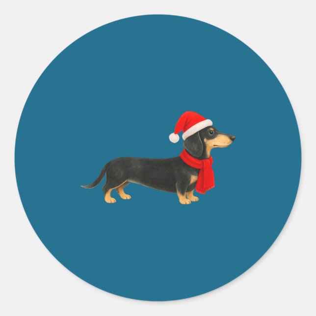 Adesivo Santa Hat Dachshund Christmas Funny Cute Dog Mom  (Frente)