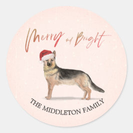 Adesivo Santa Hat Dog German shepherd Feliz Natal