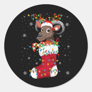 Adesivo Santa Hat Goat Animal Em Luzes De Árvore Do Xmas D