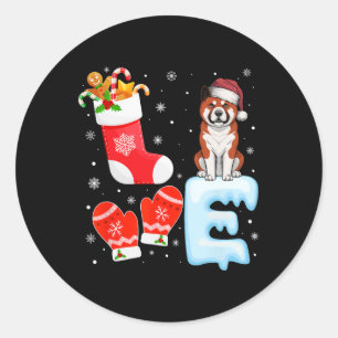 Adesivo Santa Hat Natal Stocks Holiday Akita Dog Lov