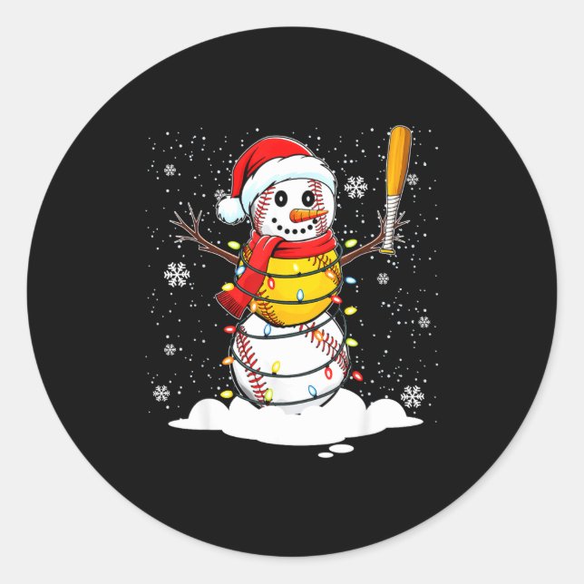 Adesivo Santa Hat Snowman Xmas Funny Baseball Softball Chr (Frente)
