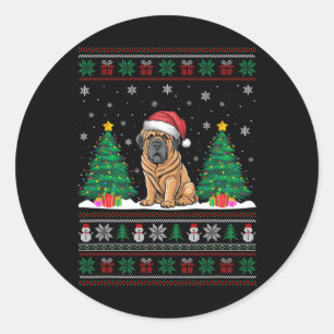 Adesivo Santa Hat Tibetan Mastiff Dog Xmas Tree Lights Ugl