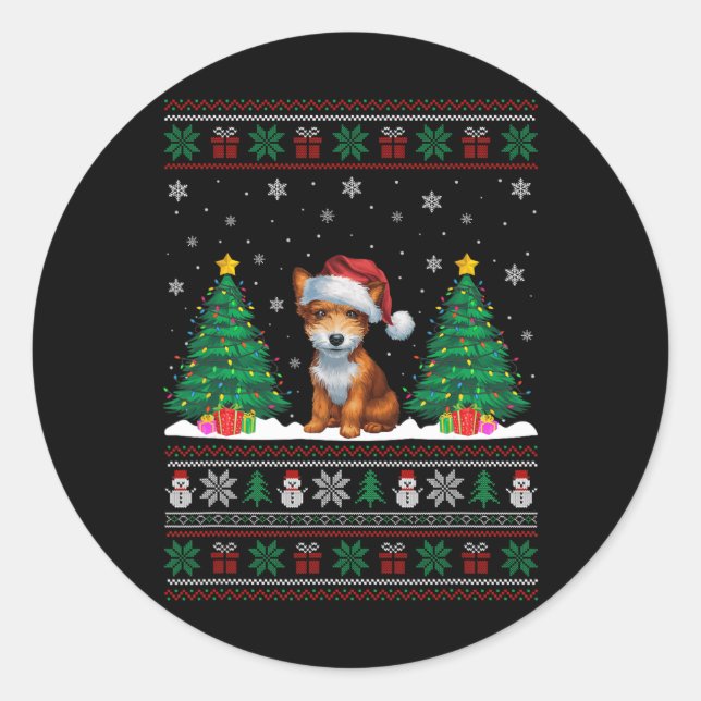 Adesivo Santa Hat Toy Fox Terrier Dog Xmas Tree Lights Ugl (Frente)