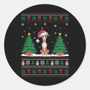 Adesivo Santa Hat Whippet Dog Árvore de Natal Luzes Feias